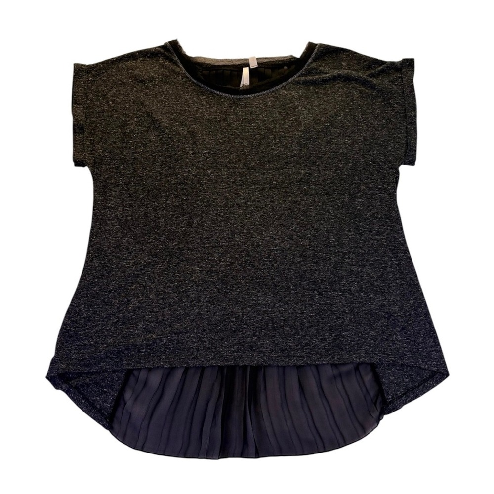 Bellatrix Gray Sheer Pleated Back Top S Short Sleeve Fairy Goth Dark Whimsigoth